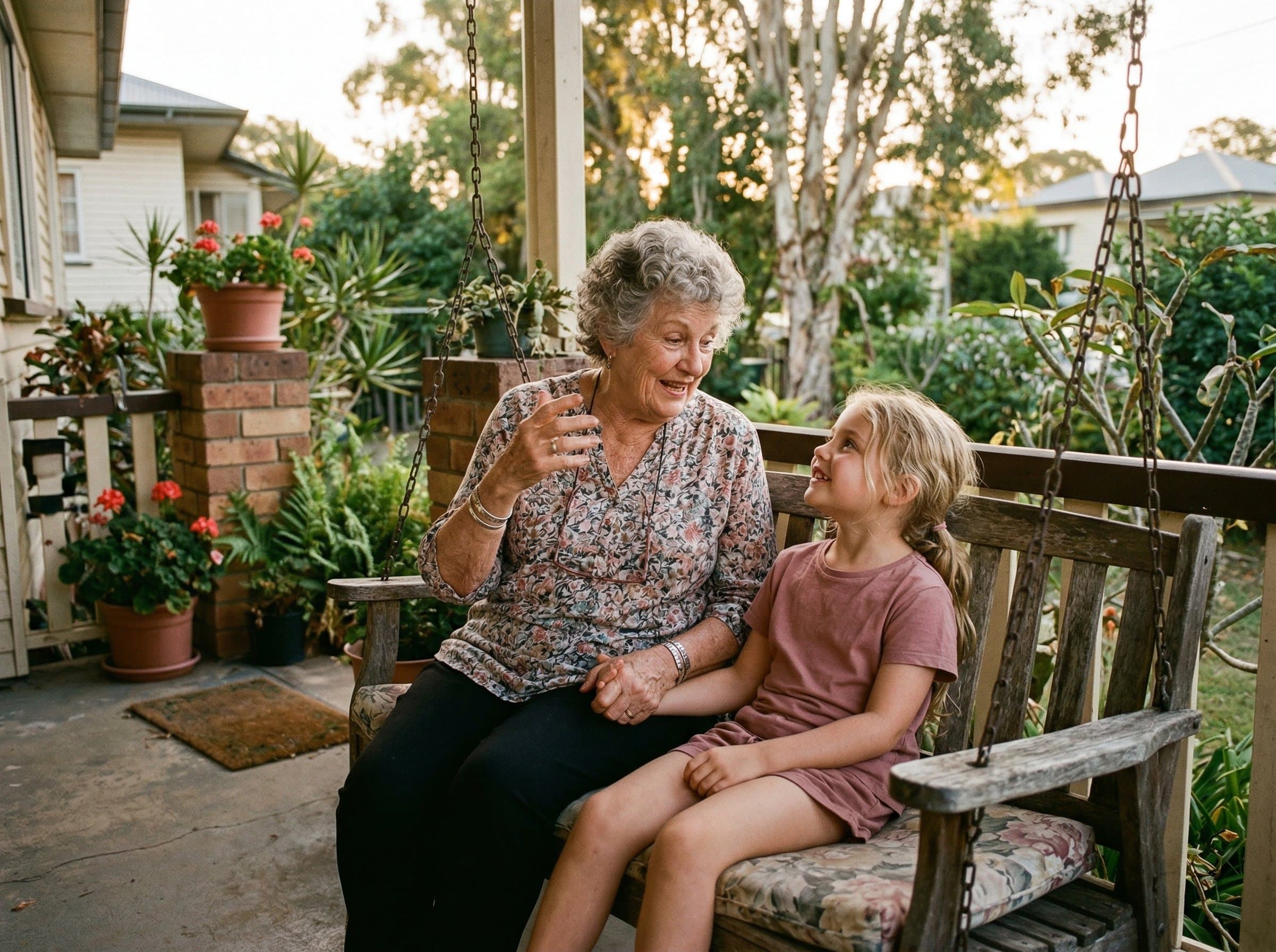 Grandparent sharing stories with family